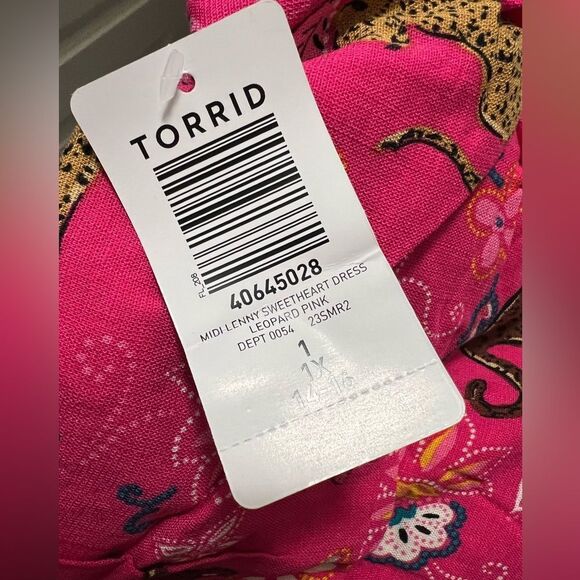 NWT Torrid Midi Lenny Sweetheart Dress in Leopard Pink 1x - Picture 4 of 8